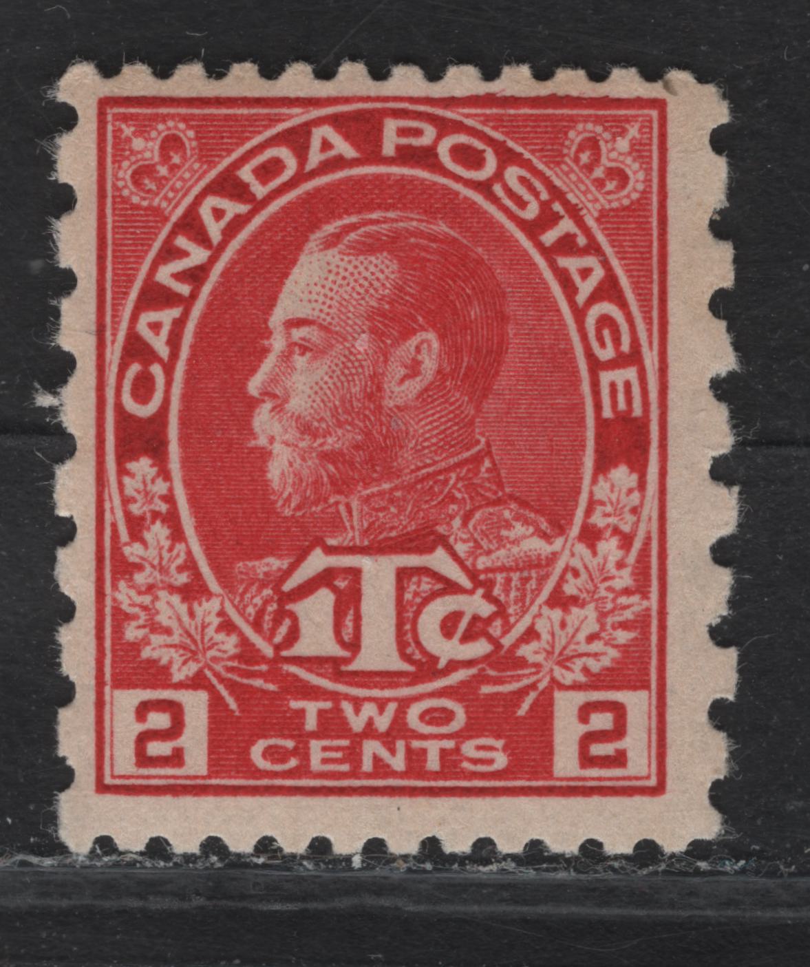 Lot 271 (C) Canada #MR5 2c+1c Carmine King George V, 1915-1916 War Tax Issue, A VFOG Single, Paper ABN-A, Die 1, Perf 12x8.