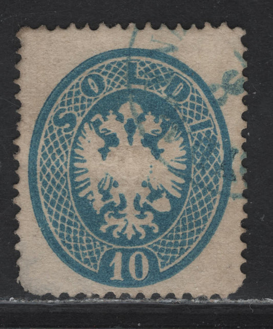 Lot 3 Austria - Lombardy Venetia SC#18 10s Blue Arms, 1863 Arms Issue, A Very Good Used Single, Perf 14