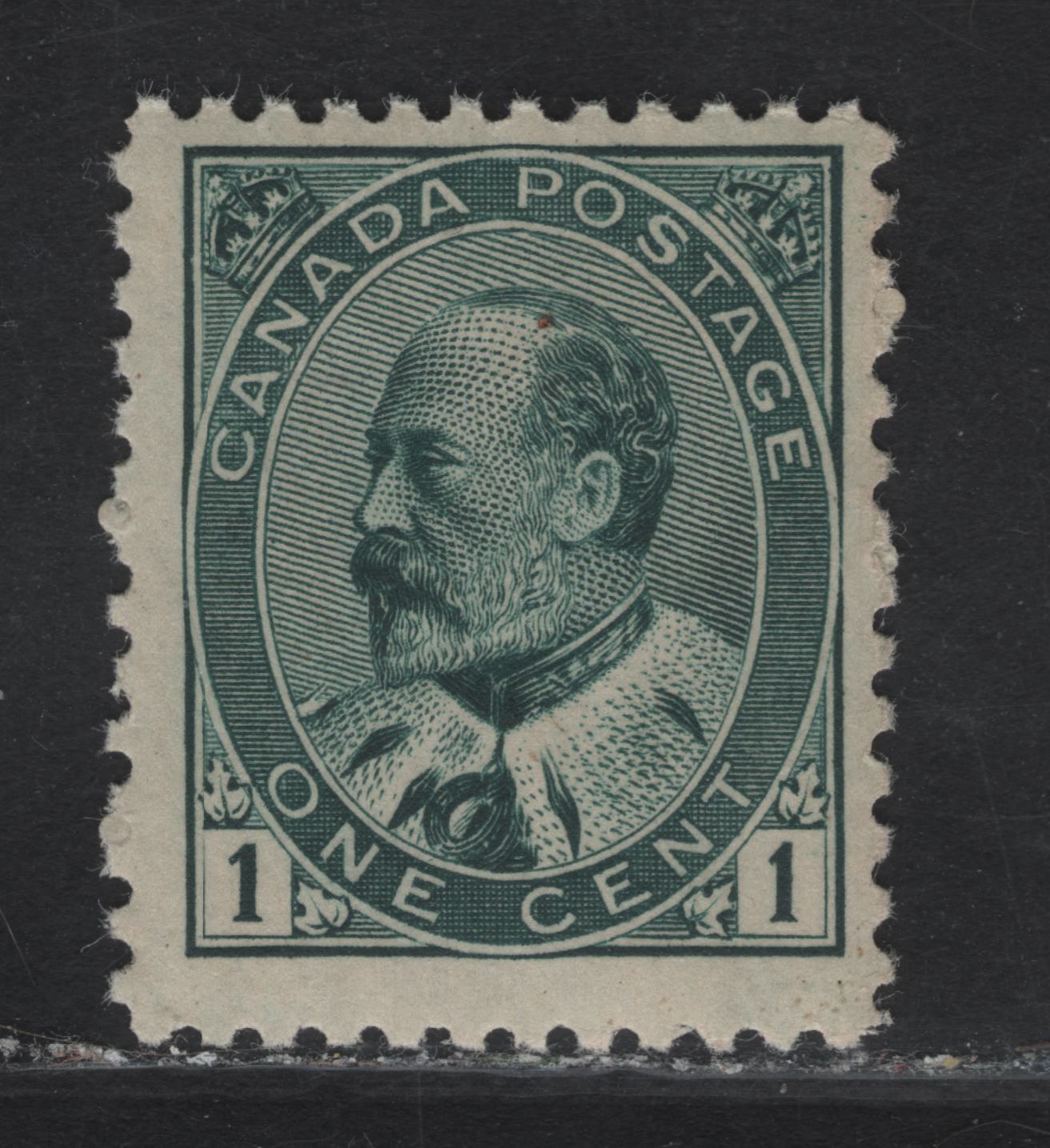 Lot 48 (C) Canada #89i 1c Deep Green King Edward VII, 1903-1908 King Edward VII Issue, A FNH Single, Paper ABN-C, Perf 11.9, Gum Is NH, But Has A Few Natural Skip Spots, Design Size 17.25x21.5mm.