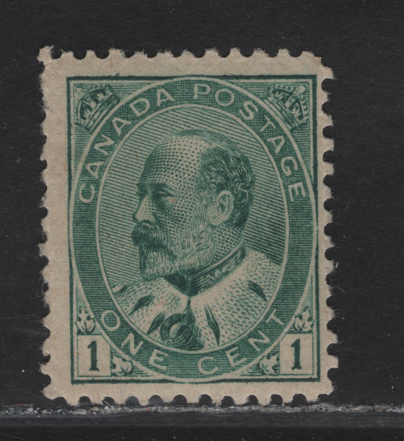 Lot 49 (C) Canada #89iii 1c Blue Green King Edward VII, 1903-1908 King Edward VII Issue, A VGNH Single, Paper ABN-PP, Perf 12x12.1, Design Size 17.2x21mm.