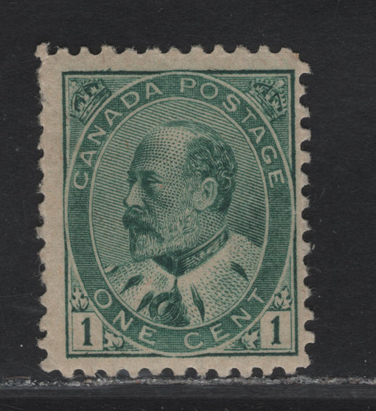 Lot 49 (C) Canada #89iii 1c Blue Green King Edward VII, 1903-1908 King Edward VII Issue, A VGNH Single, Paper ABN-PP, Perf 12x12.1, Design Size 17.2x21mm.