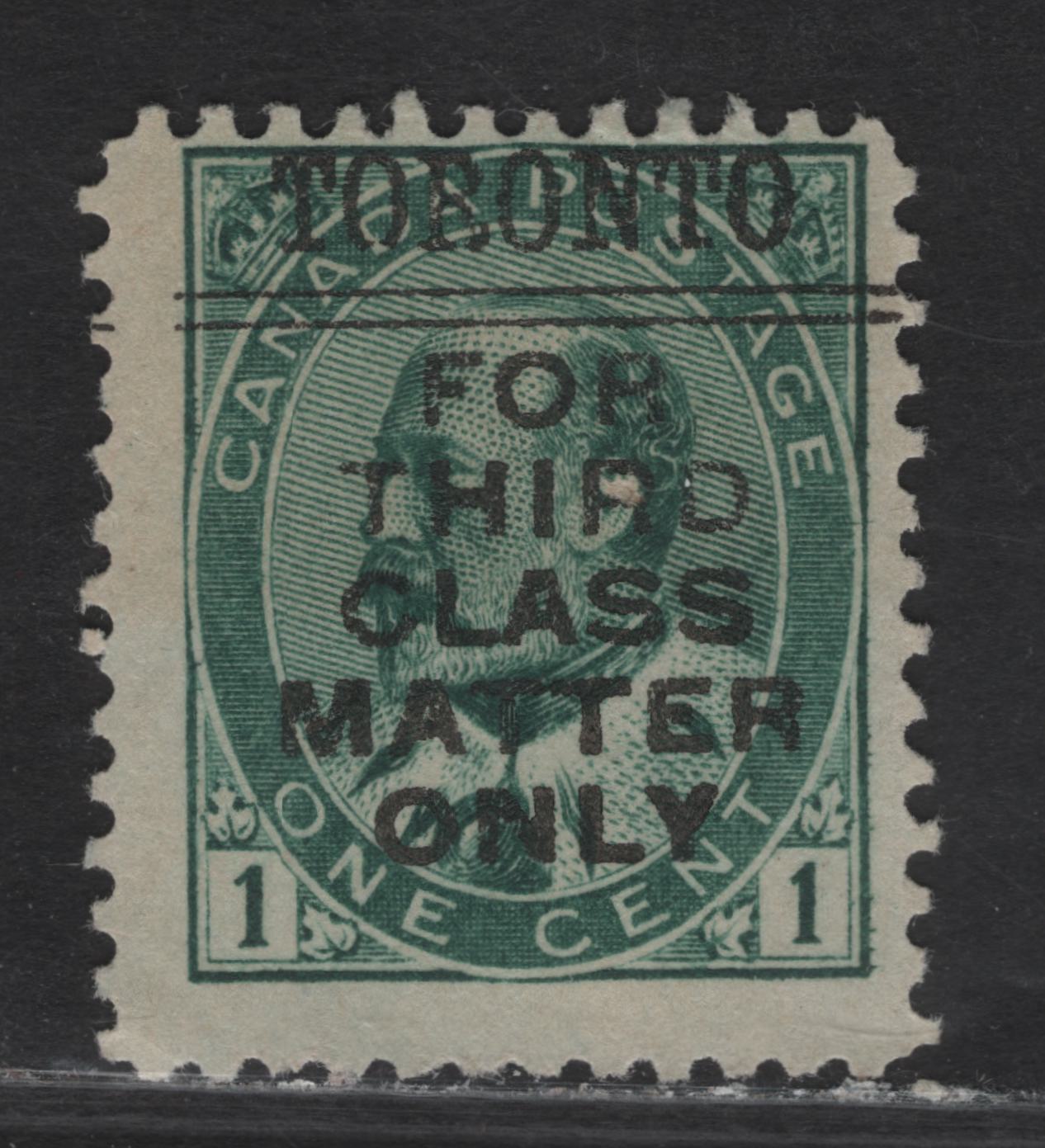 Lot 53 (C) Canada #89xx 1c Deep Bright Green King Edward VII, 1903-1908 King Edward VII Issue, A Fine Used Single, Paper ABN-B, Perf 12, Walburn 4-89 (Toronto) Precancel.