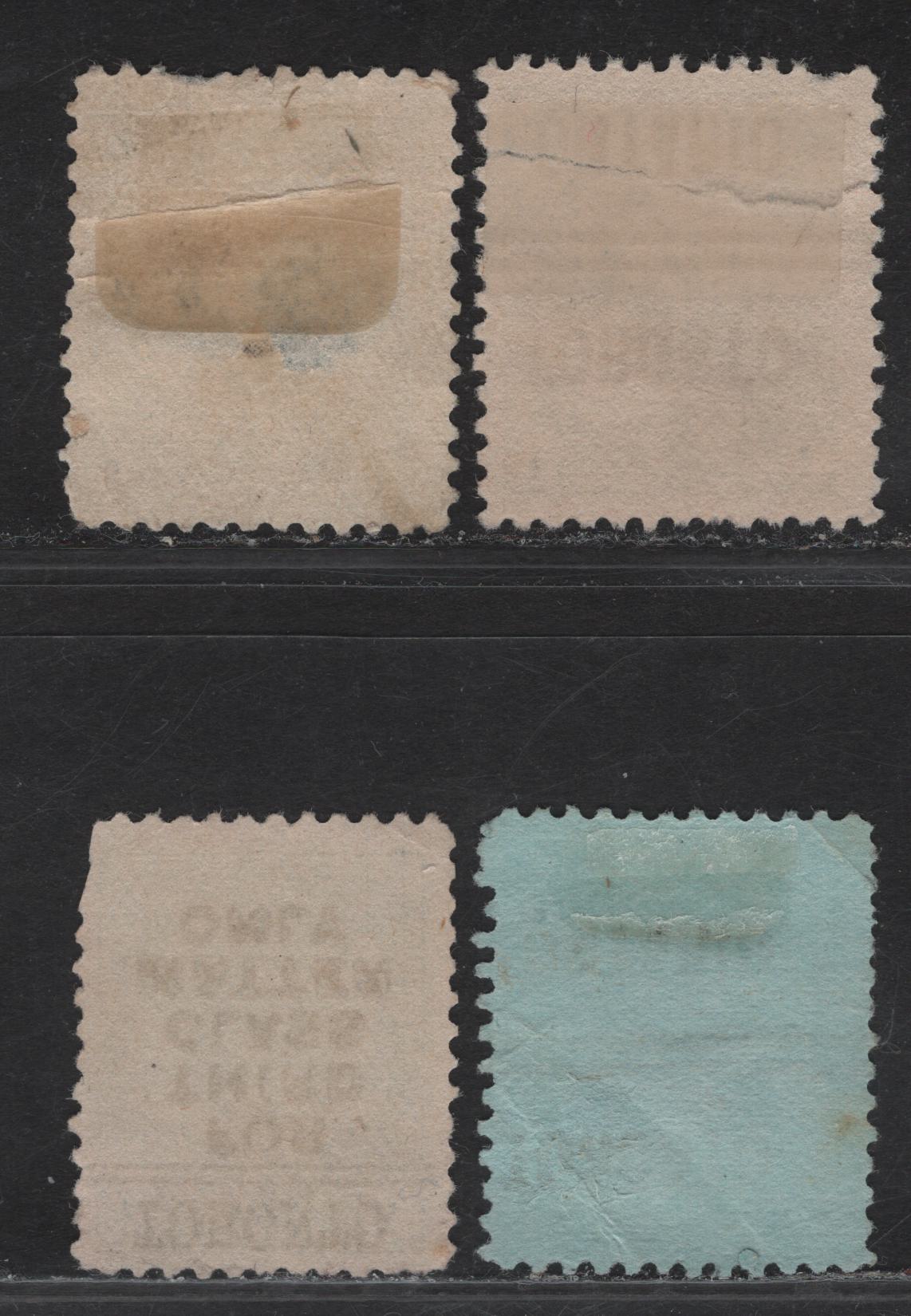 Lot 54 (C) Canada #89xx, 91xx 1c - 5c Blue Green - Dark Blue King Edward VII, 1903-1908 King Edward VII Issue, 2 Ungraded Used Singles, Papers ABN-A, ABN-B & ABN-SS, Different Cancels