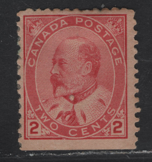 Lot 59A (C) Canada #90bs 2c Rose Carmine King Edward VII, 1903-1908 King Edward VII Issue, A FOG Booklet Single, Paper ABN-VV