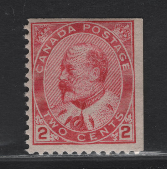 Lot 61 (C) Canada #90bs 2c Deep Red King Edward VII, 1903-1908 King Edward VII Issue, A FOG Single, Paper ABN-ZZ, Perf 12