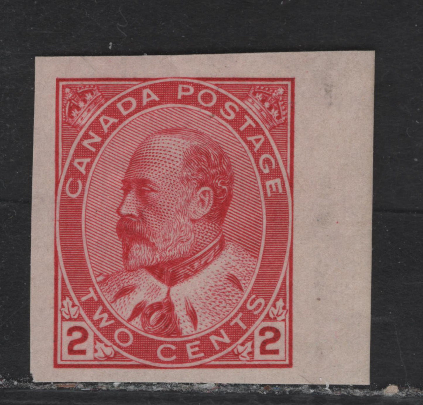 Lot 64 (C) Canada #90A 2c Carmine Rd King Edward VII, 1903-1908 King Edward VII Issue, A EFNH Imperf Single, Paper ABN-AAA