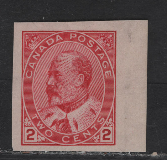 Lot 64 (C) Canada #90A 2c Carmine Rd King Edward VII, 1903-1908 King Edward VII Issue, A EFNH Imperf Single, Paper ABN-AAA