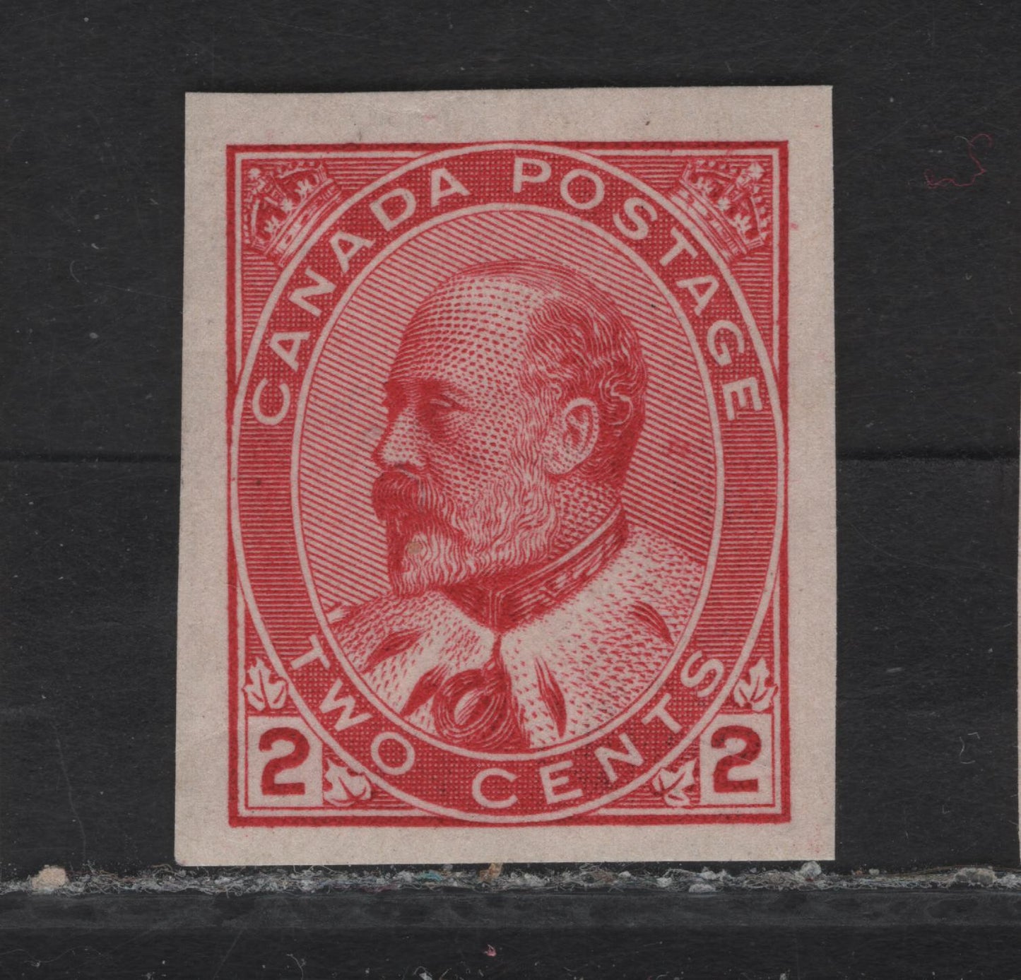 Lot 65 (C) Canada #90A 2c Carmine Rd King Edward VII, 1903-1908 King Edward VII Issue, A FNH Imperf Single, Paper ABN-AAA, Small Thin