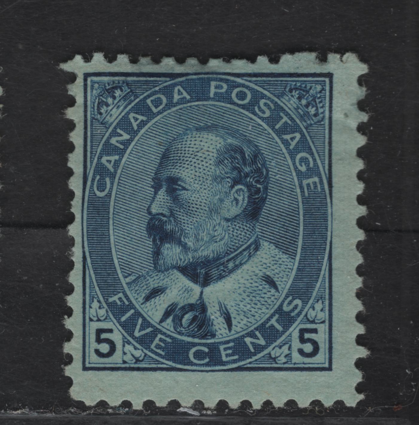 Lot 70 (C) Canada #91 5c Deep Blue King Edward VII, 1903-1908 King Edward VII Issue, A VGOG Single, Paper ABN-FF, Perf 11.9x11.9