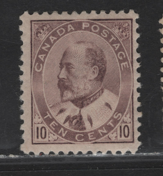 Canada #93 10c Brown Lilac King Edward VII, 1903-1908 King Edward VII Issue, A FOG Single, Paper ABN-AA, Perf 12.1x11.8, Design Size 17.5x21mm.