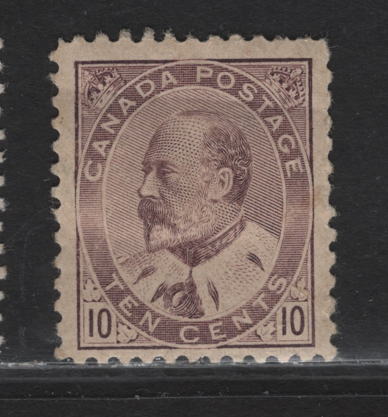 Lot 75 Canada #93i 10c Pale Brown Lilac King Edward VII, 1903-1908 King Edward VII Issue, A GOG Single, Paper ABN-B, Perf 11.9, Horizontal Crease At The Top.