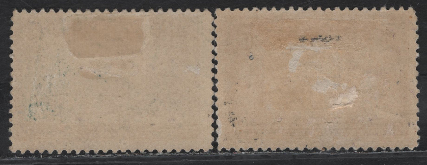 Lot 91 Canada #101 10c Purple & Deep Purple Quebec In 1700, 1908 Quebec Tercentenary Issue, 2 VG/FOG Singles, Paper ABN-A, Perfs 12x11.9 & 12x12.1