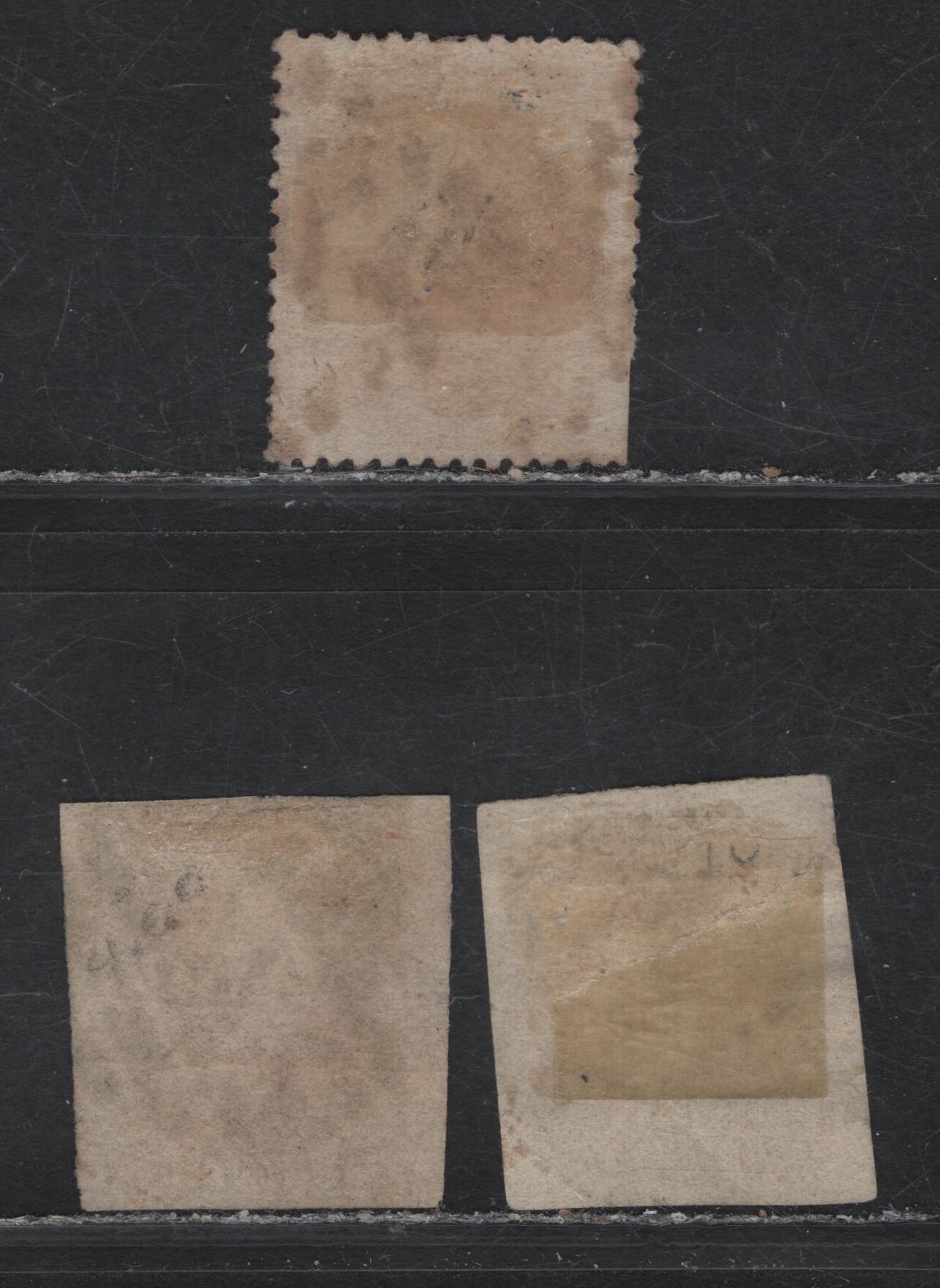 Lot 1 Belgium SC#10b, 12b, 16 10c - 40c Brown - Carmine Rose King Leopold I, 1858-1865 Imperf & Perfed King Leopold I Issues, 3 Ungraded Used Singles, 16.5mm Oval & Perf 14.5, Trimmed Perfs or Margins Cutting In, But Otherwise Sound.