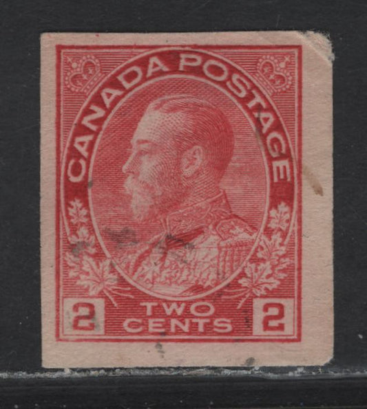 Lot 102 (C) Canada  #106avs 2c Rose Carmine King George V, 1911-1925 Admiral Issue, A Fine Used Booklet Single, Faked Imperf Single, Very Weakly Retouched Frameline, Design Size 17.5x21.5mm.