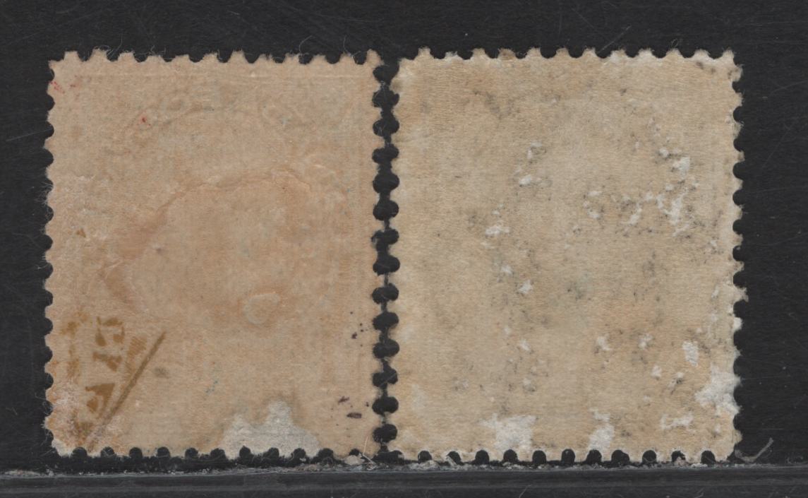 Lot 144 (C) Canada  #111, 111a 5c Indigo King George V, 1911-1925 Admiral Issue, 2 VG/FOG Singles, Papers ABN-E & ABN-A, Perf 12x11.9, Normal & Weakly Retouched Frameline.