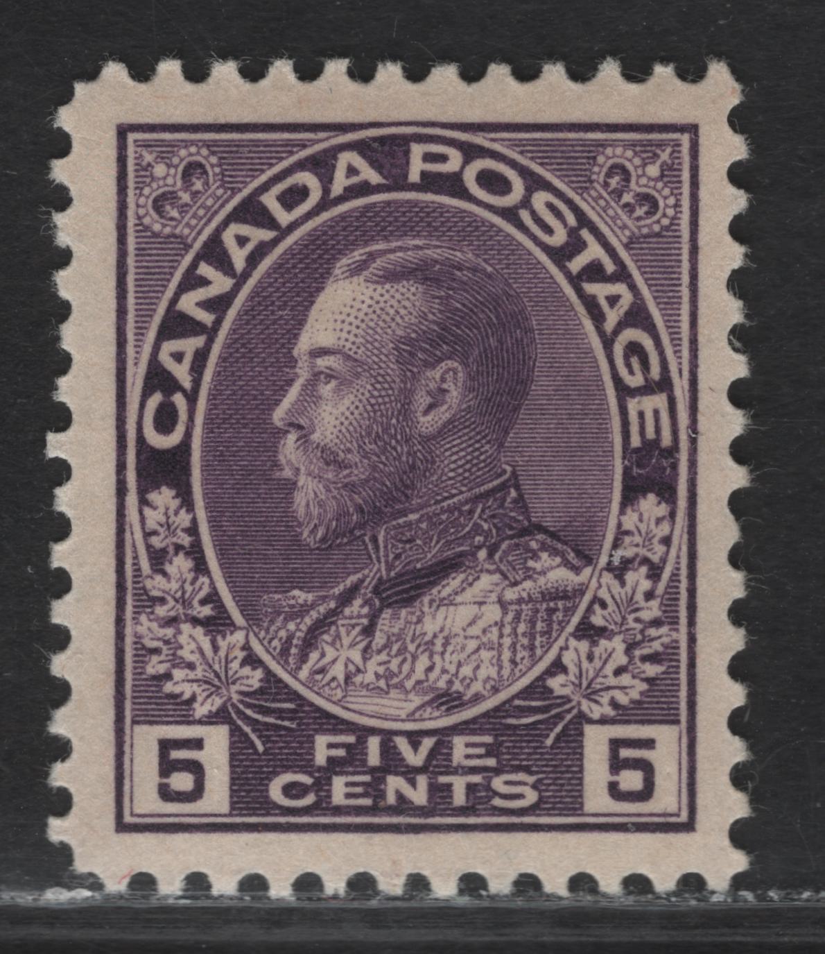 Lot 146 (C) Canada  #112 5c Deep Rose Lilac King George V, 1911-1925 Admiral Issue, A VFOG Single, Paper ABN-VVV, Wet Printing, Perf 11.8x11.85.