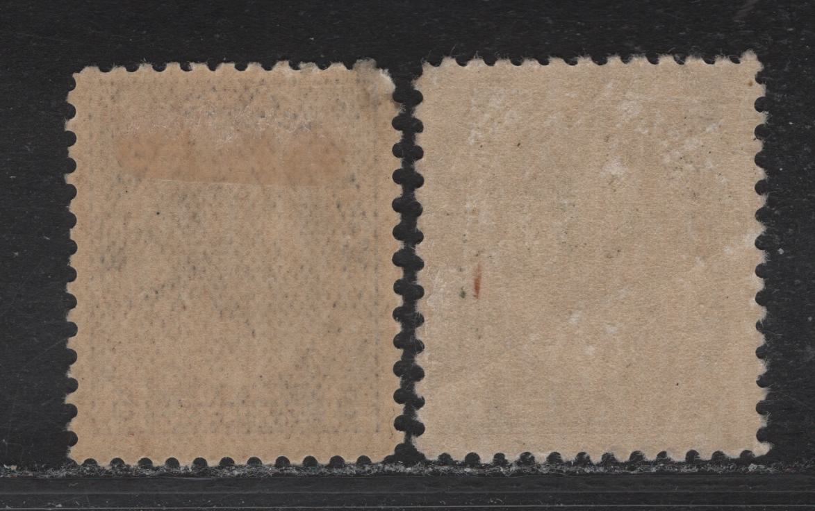 Lot 148 (C) Canada  #112a, 112c 5c Blackish Lilac & Deep Rose Lilac King George V, 1911-1925 Admiral Issue, 2 FOG Singles, Wet Printing On Paper ABN-NNN, Dry Printing On paper ABN-J, Redrawn Frameline, Perfs 11.9x12 & 11.9.