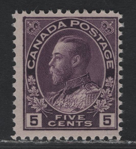 Lot 157 (C) Canada  #112c 5c Deeop Rose Lilac King George V, 1911-1925 Admiral Issue, A FNH Single, Dry Printing, Redrawn Frameline, Paper ABN-TTT.
