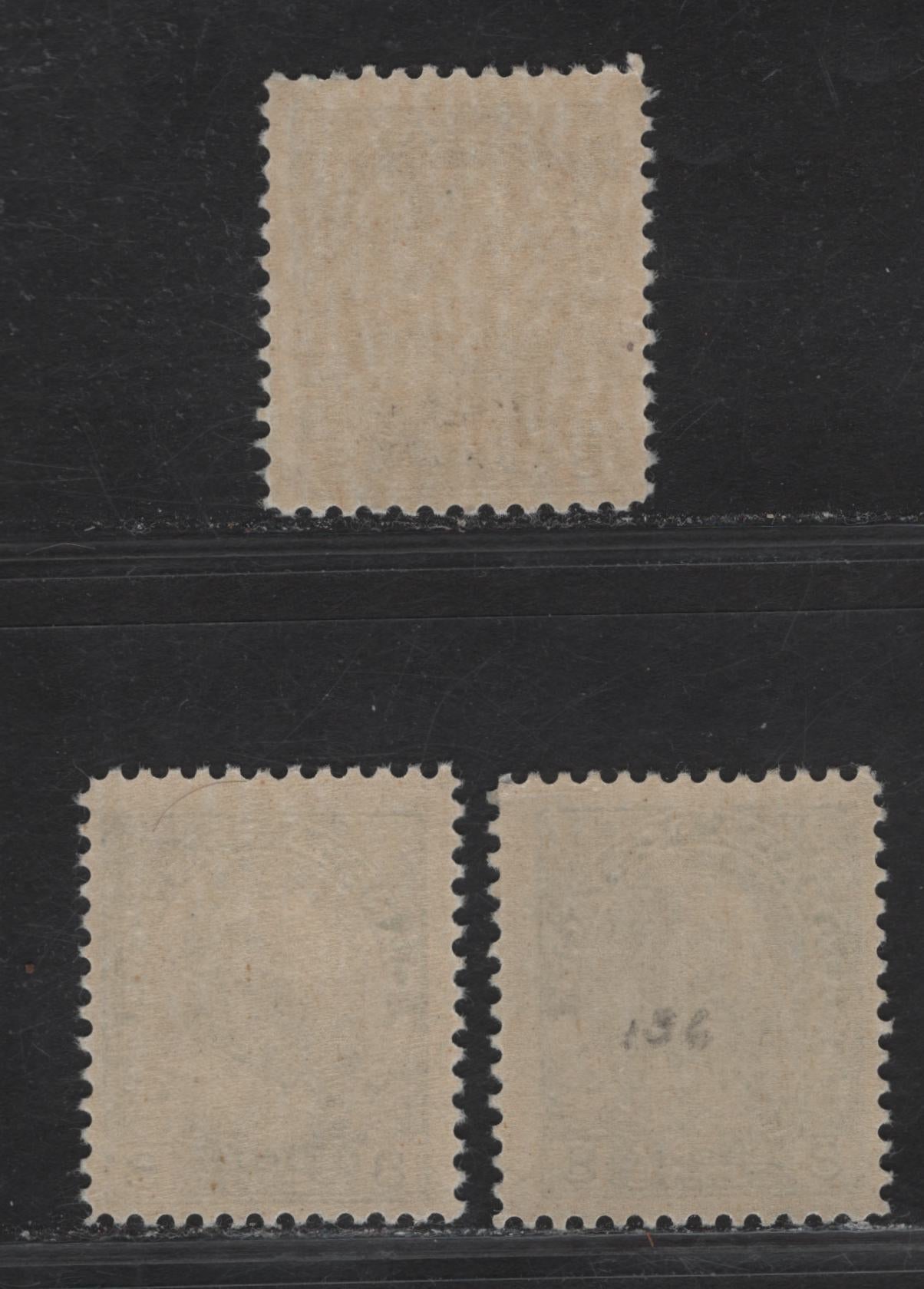 Lot 176 (C) Canada  #115, 115i 8c Blue & Light Blue King George V, 1911-1925 Admiral Issue, 3 FNH Singles, Dry Printings, Papers ABN-XXX, ABN-M & ABN-RRR, Perfs 12.1x12, 12.1x11.9 & 12x11.8.