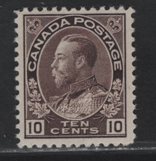 Lot 178 (C) Canada  #116 10c Brown Purple King George V, 1911-1925 Admiral Issue, A VFNH Single, Paper ABN-E, Normal Frameline, Perf 11.9, 2018 Gratton Certificate.