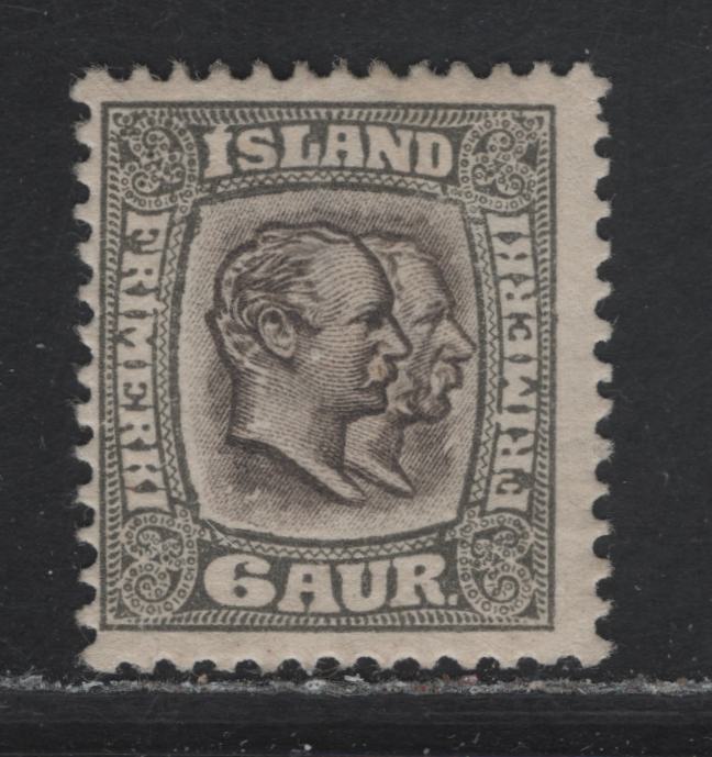 Lot 18 Iceland SC#75 6a Gray & Gray Brown King Christian IX & Frederik VIII, 1907-1908 King Christian IX & Frederik VIII Issue, A FOG Single