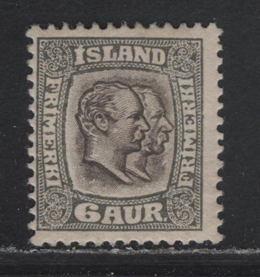Lot 18 Iceland SC#75 6a Gray & Gray Brown King Christian IX & Frederik VIII, 1907-1908 King Christian IX & Frederik VIII Issue, A FOG Single