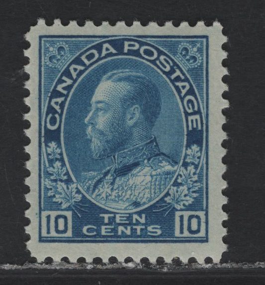 Lot 183 (C) Canada  #117 10c Bright Blue King George V, 1911-1925 Admiral Issue, A VFNH Single Wet Printing, Paper ABN-E,, Normal Frameline, Perf 11.9.