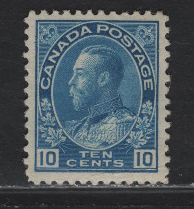 Lot 186 (C) Canada  #117ii 10c Bright new Blue King George V, 1911-1925 Admiral Issue, A VGNH Single, Paper ABN-E, Perf 12x11.9, Heavy Diagonal Crease In LR Corner.