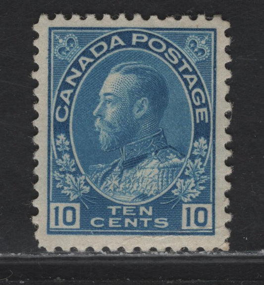 Lot 186 (C) Canada  #117ii 10c Bright new Blue King George V, 1911-1925 Admiral Issue, A VGNH Single, Paper ABN-E, Perf 12x11.9, Heavy Diagonal Crease In LR Corner.