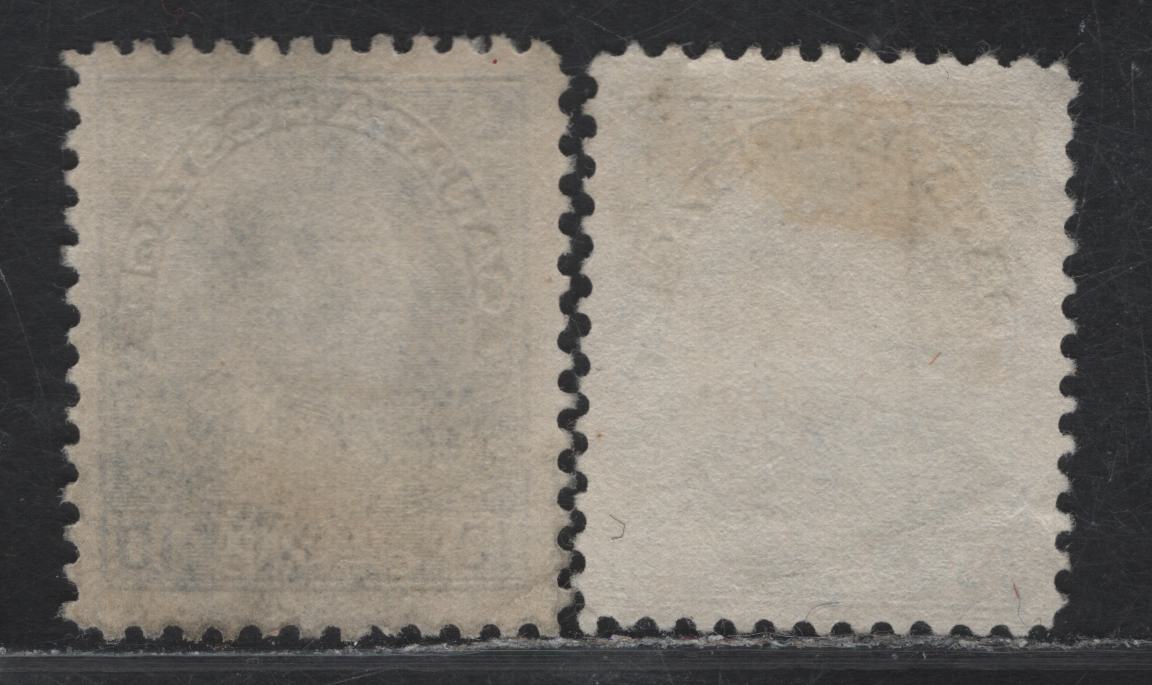 Lot 187 (C) Canada  #117a, 117ii 10c Blue & New Blue King George V, 1911-1925 Admiral Issue, 2 Fine/Very Fine Unused Singles, Dry & Wet Printings, Papers ABN-F (Dry) & ABN-E (Wet), Weakly Retouched Frameline, Perfs 11.8x11.95 & 12.