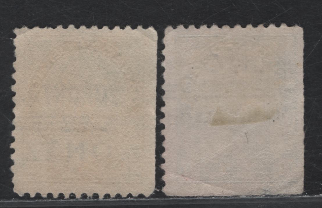 Lot 190 (C) Canada  #104xx, 117xx 1c - 10c Dark Green - Deep New Blue King George V, 1911-1925 Admiral Issue, 2 Very Good/Fine Used Singles, Wet Printing, Different Toronto Style 7 Precancel Varieties