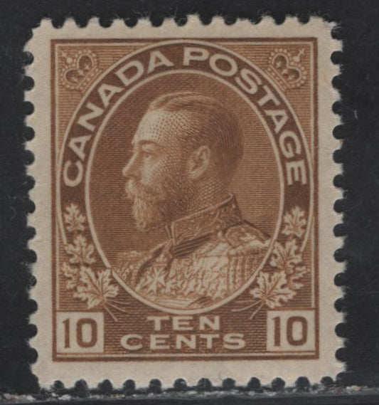 Lot 192 (C) Canada  #118 10c Light Bistre King George V, 1911-1925 Admiral Issue, A VFOG Single, Dry Printing, Paper ABN-M, Perf 12x11.9.