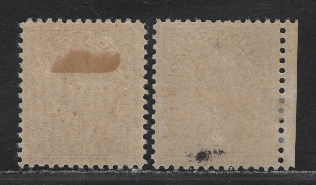 Lot 195 (C) Canada  #118, 118b 10c Bistre Brown - Yellow Bistre Brown King George V, 1911-1925 Admiral Issue, 2 VFOG Singles, Dry Printings, Papers ABN-F & ABN-RRR, Perfs 11.9x12 & 12x11.9.