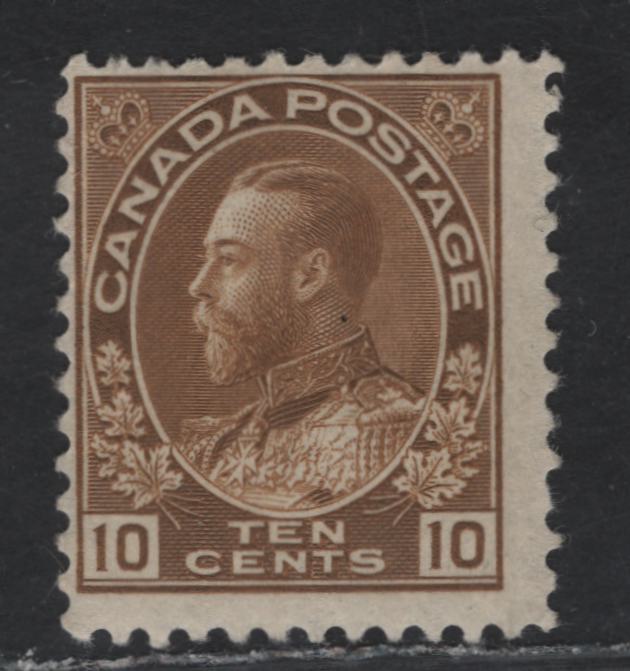 Lot 196 (C) Canada  #118 10c Bistre Brown King George V, 1911-1925 Admiral Issue, A VGOG Single, Dry Printing, Paper ABN-F, Weakly Retouched Frameline, Perf 12x11.9.