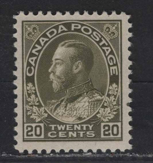 Lot 198 (C) Canada  #119 20c Grayish Olive King George V, 1911-1925 Admiral Issue, A VFOG Single, Dry Printing, Paper ABN-J, Perf 11.9x11.85.