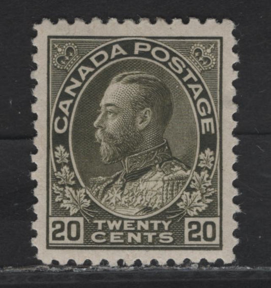 Lot 200 (C) Canada  #119d 20c Gray Green King George V, 1911-1925 Admiral Issue, A VFOG Single, Wet Printing, Normal Frameline, Perf 12x11.9.