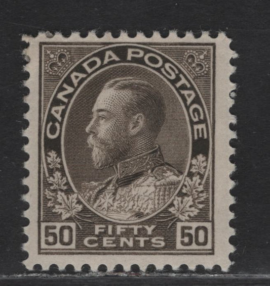 Lot 206 (C) Canada  #120 50c Brownish Gray King George V, 1911-1925 Admiral Issue, A FOG Single, Dry Printing, Paper ABN-TTT, Redrawn Frameline, Perf 11.9x11.95.