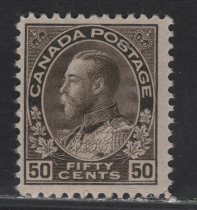 Lot 207 (C) Canada  #120 50c Brownish Gray King George V, 1911-1925 Admiral Issue, A FOG Single, Dry Printing, Paper ABN-U, Redrawn Frameline, Perf 11.9x11.8.