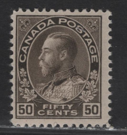 Lot 207 (C) Canada  #120 50c Brownish Gray King George V, 1911-1925 Admiral Issue, A FOG Single, Dry Printing, Paper ABN-U, Redrawn Frameline, Perf 11.9x11.8.