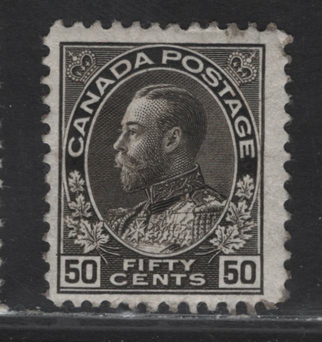 Lot 208 (C) Canada  #120a 50c Black King George V, 1911-1925 Admiral Issue, A Fine Unused Single, Wet Printing, Normal Frameline, Smaller Design, Perf 12.25x11.95.