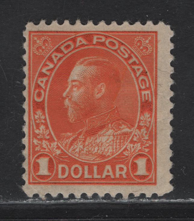 Lot 212 (C) Canada  #122 $1 Orange King George V, 1911-1925 Admiral Issue, A FOG Single, Dry Printing, Retouched Frameline, Paper ABN-I, Perf 11.9.