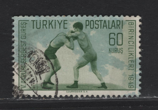 Lot 24 Turkey SC#989 60k Green Wresting, 1949 Wresting Championships High Value, A Very Fine Used Single
