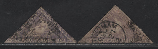 Lot 26 (C) Cape of Good Hope SG#7, 7b 6d Pale/Deep Rose Lilac On White Seated Hope, 1855-1863 Seated Hope Issue, 2 Ungraded Singles, Moderate Faults