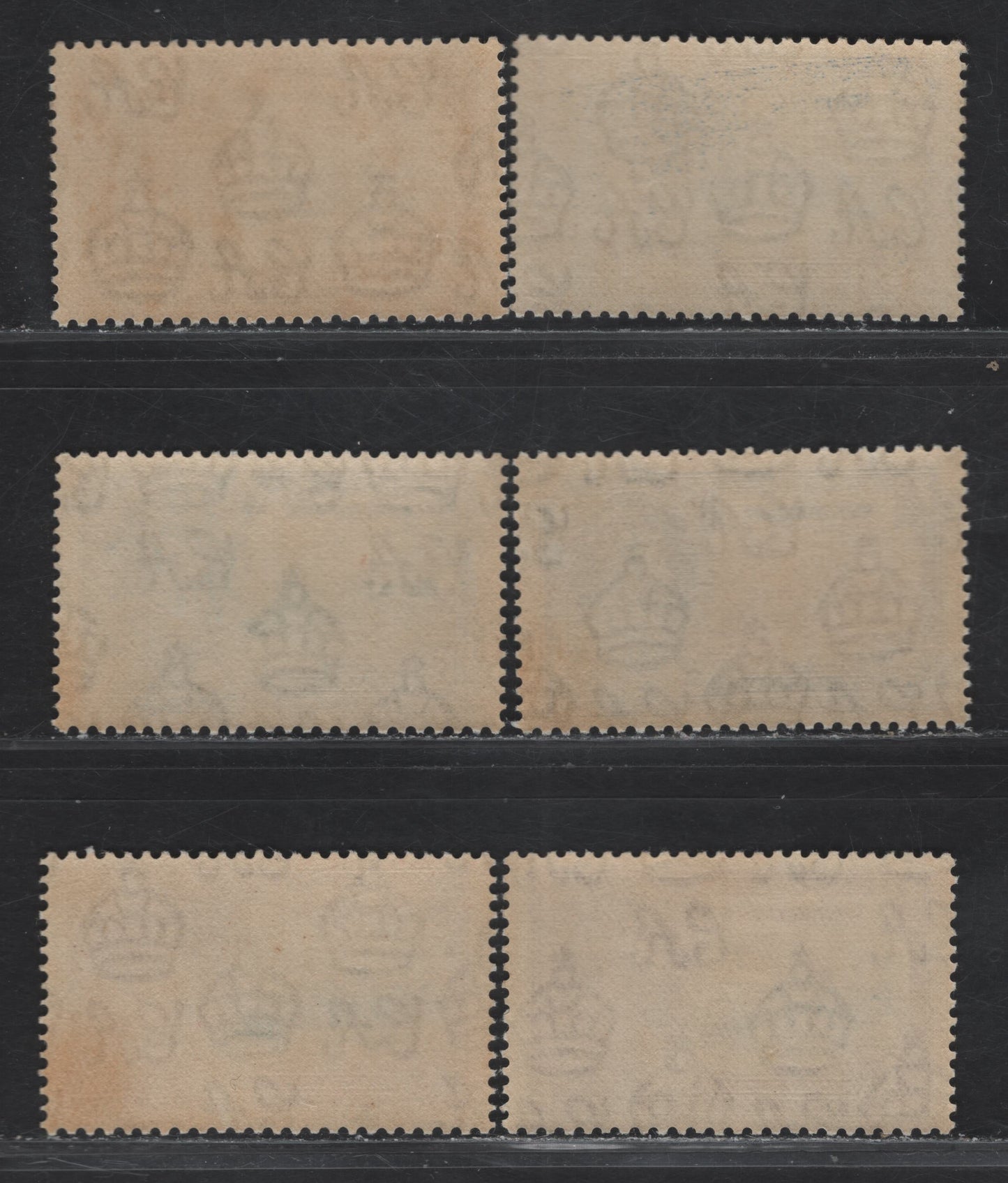 Lot 276 Seychelles SG#128-131 6c - 1r Ultramarine & Gray Black - Slate & Purple KGV & Windsor Castle, 1935 Silver Jubilee Issue, 6 VFNH Singles, Shade Lot, Showing Two Different Shades Of 6c & 1r