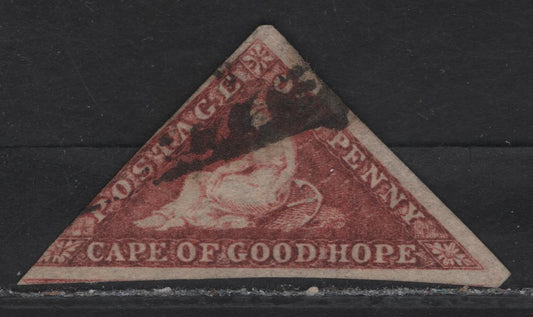 Lot 28 (C) Cape of Good Hope SG#18c 1d Brownish Red Seated Hope, 1863-1864 Seated Hope Issue, A Very Good Used Single, De la Rue Printing