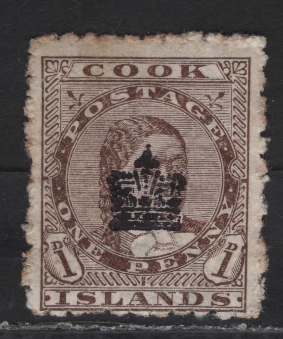 Lot 29 (C) Cook Islands SG#22 1d Brown Queen Makea Takau, 1901 Crown Overprinted Queen Takau Issue, A FOG Singles