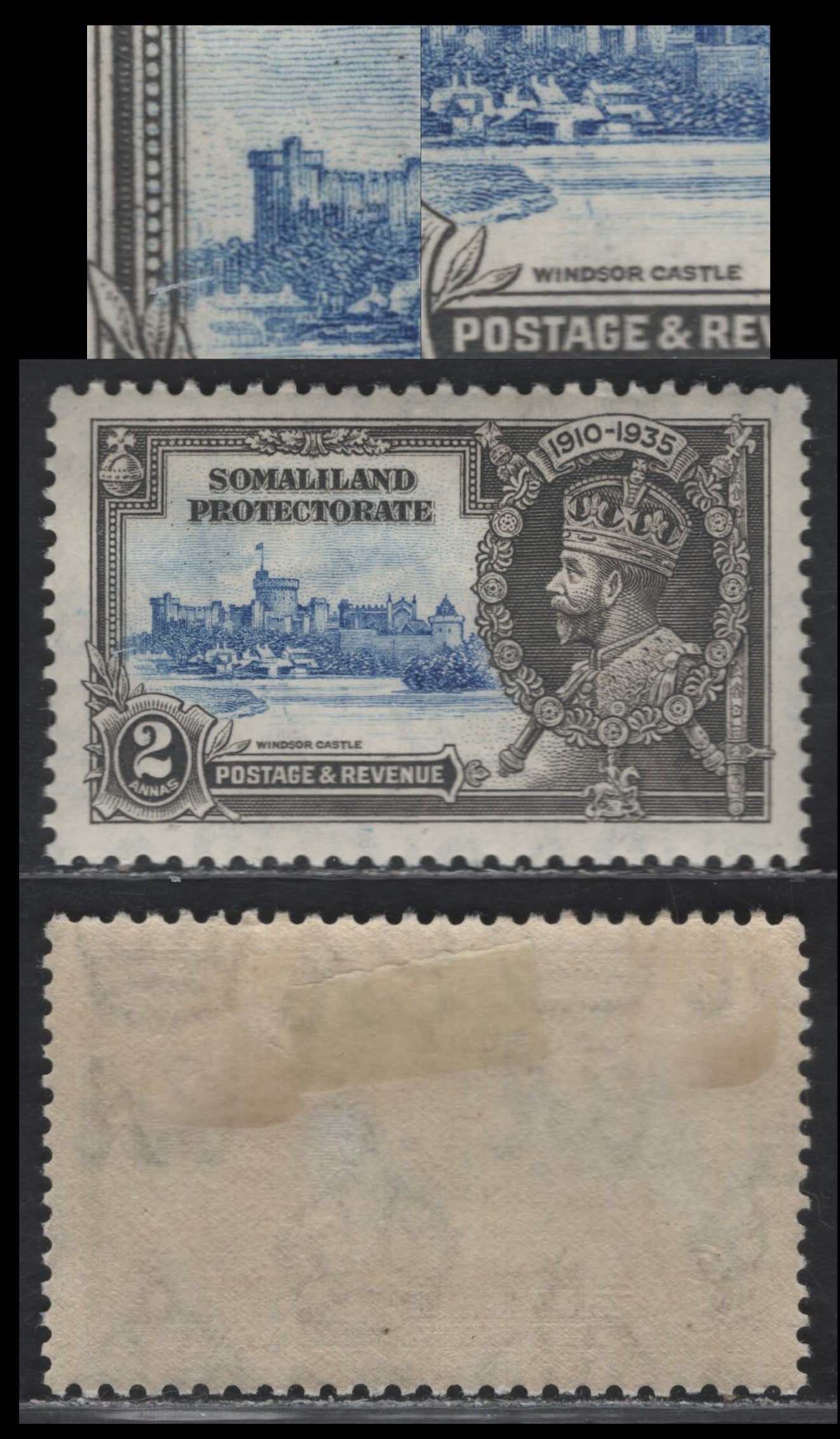Lot 298 Somaliland Protectorate SG#87k 2a Ultramarine & Gray KGV & Windsor Castle, 1935 Silver Jubilee Issue, A VFOG  Kite & Vertical Log From Plate 2A, R10/6