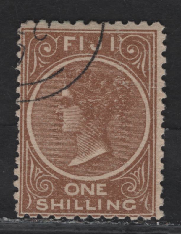 Lot 32 (C) Fiji SG#67a 1/- Brown Queen Victoria, 1881 Queen Victoria Keyplates Issue, A Fine Used Single, Perf 11x11.75