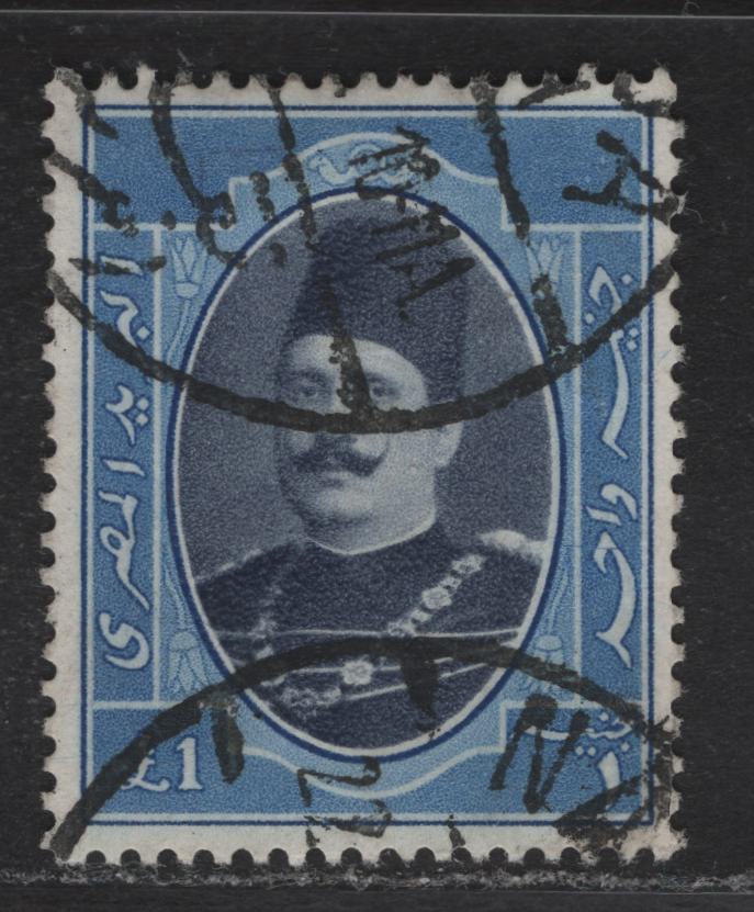 Lot 334 Egypt SC#103 £1 Ultramarine & Dark Blue King Fuad, 1923-1924 King Fuad Issue, A Very Fine Used Single