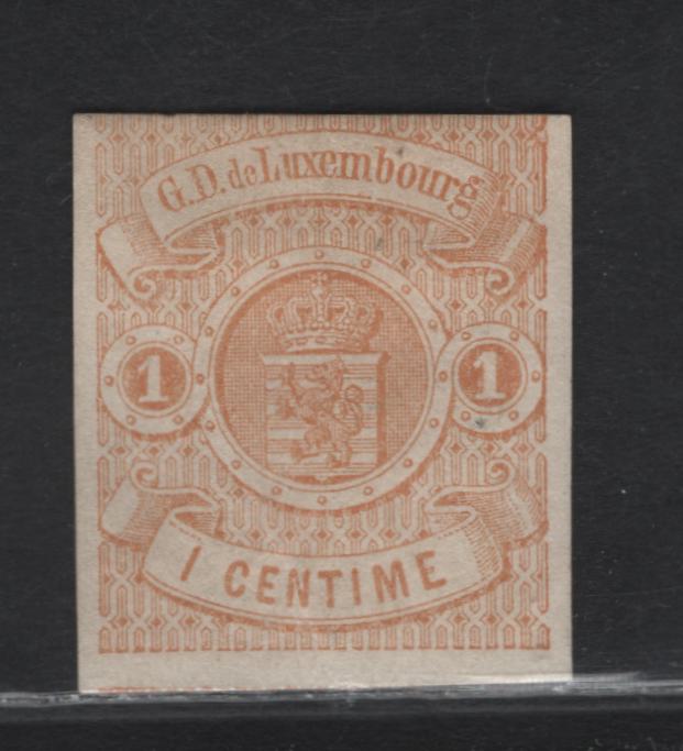 Lot 371 Luxembourg SC#4 1c Buff Arms, 1859-1864 Arms Definitives Issue, A VGOG Imperf Single, Frankfurt Printing, Internal Gum Crease, Margins Wide On 3 Sides to Just In At Top.